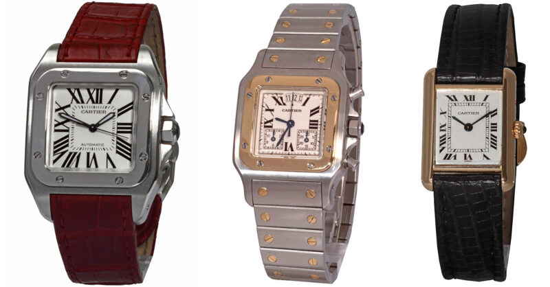 Cartier Santos and Tank watches
